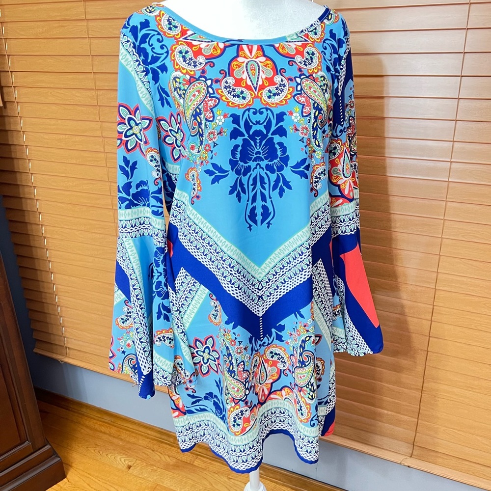 Auditions paisley dress women's size Small